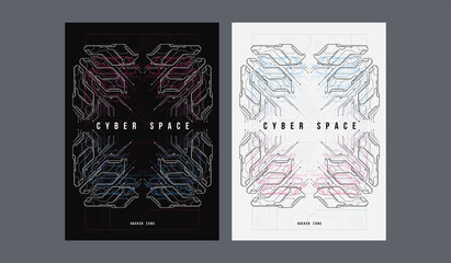 Poster - cyberpunk futuristic poster. retro futuristic poster template. tech abstract poster template. modern