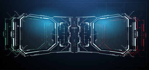 Fototapete - HUD control panel. High tech screen digital hologram frame. Futuristic Abstract HUD. Infographics Sci Fi Interface.
