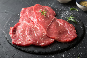 Fresh, thin beef steak with spices