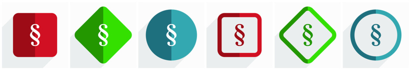 Poster - Paragraph icon set, flat design vector illustration in 6 options for webdesign and mobile applications in eps 10