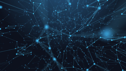 Wall Mural - Abstract futuristic -  technology with polygonal shapes on dark blue background.  Design digital technology concept.