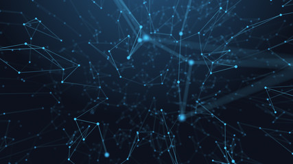Wall Mural - Abstract futuristic -  technology with polygonal shapes on dark blue background.  Design digital technology concept.