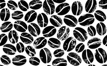 Coffee Beans On White Background. Vector Abstract Seamless  Pattern.