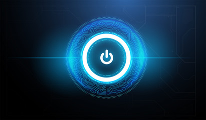 tech futuristic technology background with power button. abstract technology ui concept with futuris