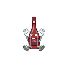 Sticker - An icon character of red bottle wine style with shocking gesture