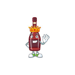 Wall Mural - A stunning of red bottle wine stylized of King on cartoon mascot style