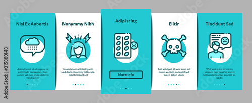 Stress And Depression Onboarding Mobile App Page Screen Vector Poster Mural XXL