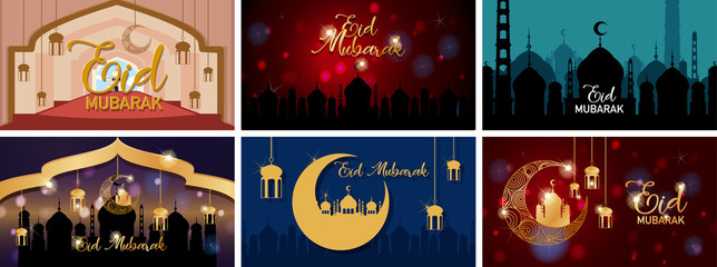 Wall Mural - background designs for muslim festival eid mubarak