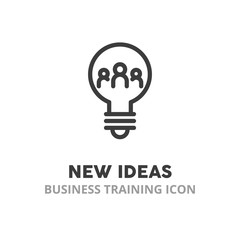 Poster - New ideas simple line icon. Concept of startups, set up a business, teamwork. Vector illustration symbol elements for web design.