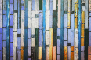 Aufkleber - Colorful old wood wall wooden material texture background vintage wallpaper