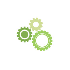 Canvas Print - Gears icon isolated on white. Combination of pinions of green and olive colors.
