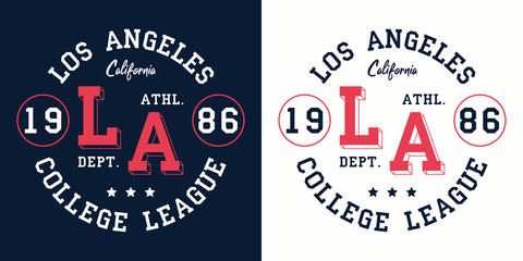 Poster - LA college league print for t-shirt design. Los Angeles, California typography graphics for college apparel. Vector illustration.