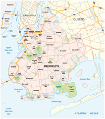 Wall Mural - Map of the roads and neighborhoods of new york borough brooklyn