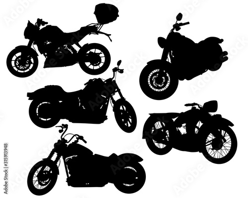 Cuadros en Lienzo Retro motorcycle one white background. Isolated silhouettes