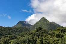 Fort De France, Martinique, FWI - View To The Carbet Pitons From Balata Gardens
