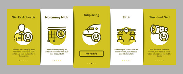Poster - Aircraft Repair Tool Onboarding Mobile App Page Screen Vector. Aircraft Engine And Chassis, Helicopter And Airplane, Master And Hangar Concept Linear Pictograms. Color Contour Illustrations