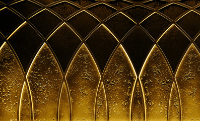 abstract elegant art deco geometric ornamented dark gold textured glowing background. trendy roaring
