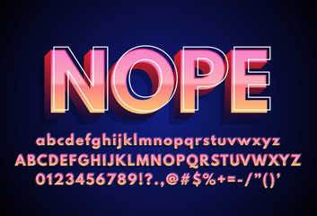 Poster - modern bold text effect with modern 3d design, gradient font complete set alphabet for game title or