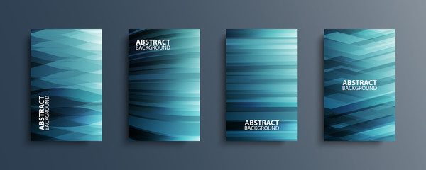 Poster - Set of abstract backgrounds with wave or line patterns. Covers collection for brochures, posters, banners, flyers and cards. Vector illustration.