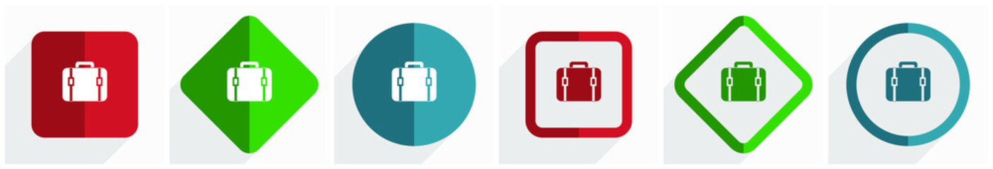 Aufkleber - Bag icon set, flat design vector illustration in 6 options for webdesign and mobile applications in eps 10