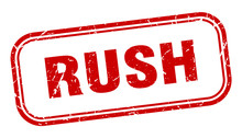 Rush Stamp. Rush Square Grunge Red Sign