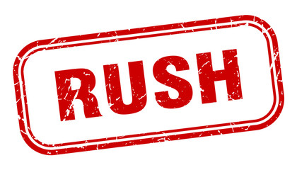 rush stamp. rush square grunge red sign