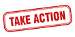 take action stamp. take action square grunge red sign