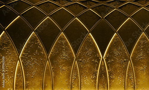 Abstract elegant art deco geometric ornamented gold textured glowing background Poster Mural XXL