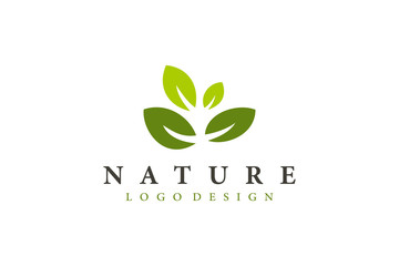 Wall Mural - Green Nature Logo. Abstract Leaf symbol. Vector Logo Design Template Element