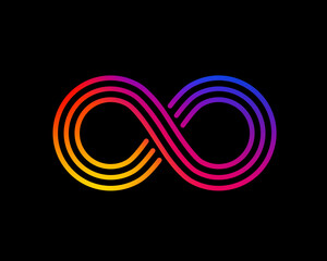 Infinity symbol with color gradient, design element.