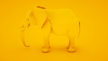 Elephant Isolated On Yellow Background. Minimal Idea Concept, 3d Illustration