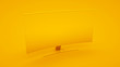 © Laricha - High-end curved smart led tv on yellow background. Minimal idea concept, 3d illustration