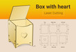 CNC. Laser cutting box with heart. Laser cut. No glue need. For 3 mm plywood. Size 195x154x184 mm.