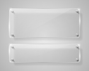 Wall Mural - Realistic horizontal transparent glass frame with shadow. Modern background.