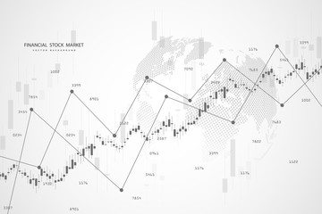 Wall Mural - Stock market or forex trading graph in graphic concept .Japanese candles. Abstract finance background. Vector illustration