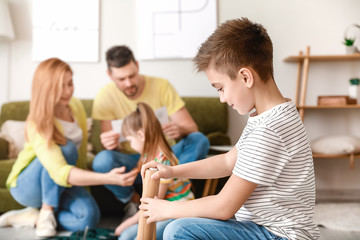 Sticker - Family assembling furniture at home