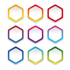 Poster - Empty colorful hexagon sticker set