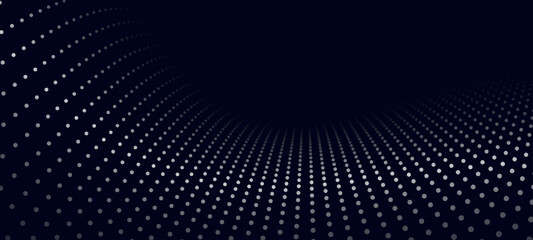 Wave of particles. Futuristic point wave. Vector illustration. Abstract background with a dynamic wave. Wave 3d.