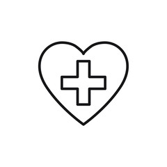 Wall Mural - Heart icon with add sign, heart cross icon.