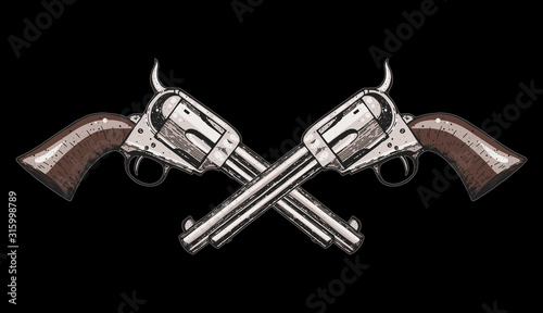 Cuadros en Lienzo Hand drawn revolvers vector illustration