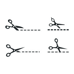 Poster - Scissors cut line icon template color editable. Scissors cut line symbol vector sign isolated on white background illustration for graphic and web design.
