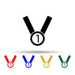 Poster - first place medal multi color style icon. Simple glyph, flat vector of web icons for ui and ux, website or mobile application