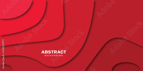 Cuadros en Lienzo Modern 3d paper cut art shapes red background.