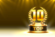 Top 10 best podium award sign, golden object.
