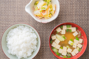 Sticker - ご飯とお味噌汁と漬け物　和食の朝ご飯