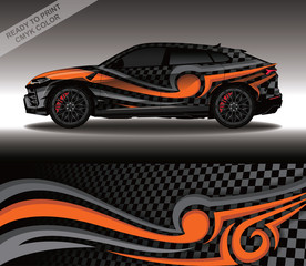 Car wrap decal design vector, custom livery race rally car vehicle sticker and tinting.