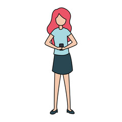 Sticker - young woman with smartphone avatar character