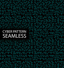 Wall Mural - Seamless cyber pattern. Circuit board texture. Digital high tech style vector background