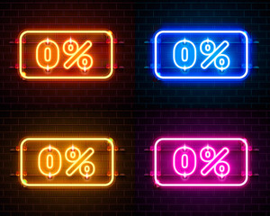 Wall Mural - Neon 0 off text banner color set. Night Sign.