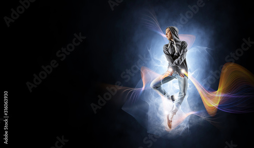 Dance is her passion . Mixed media